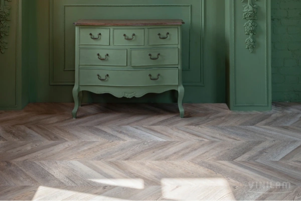 Кварцвиниловая плитка VINILAM PARQUET CHEVRON RI153616CL4 Шеврон Шампань Glue